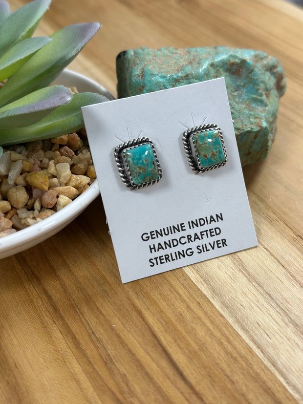 Kingman Turquoise Square Earrings