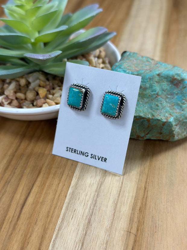 Kingman Turquoise Square Earrings