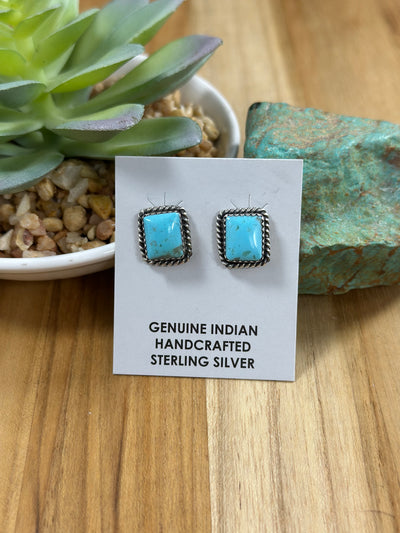 Kingman Turquoise Square Earrings