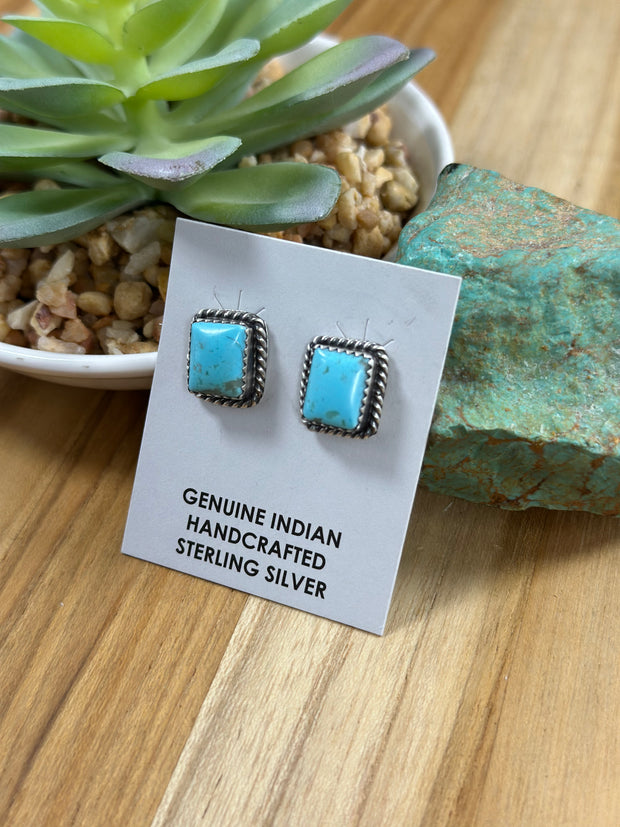 Kingman Turquoise Square Earrings