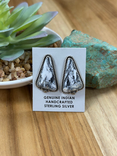 White Buffalo Triangle  Earrings