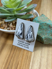 White Buffalo Triangle  Earrings
