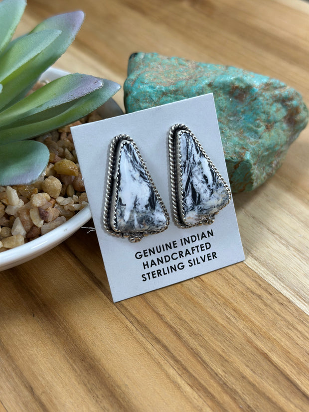 White Buffalo Triangle  Earrings