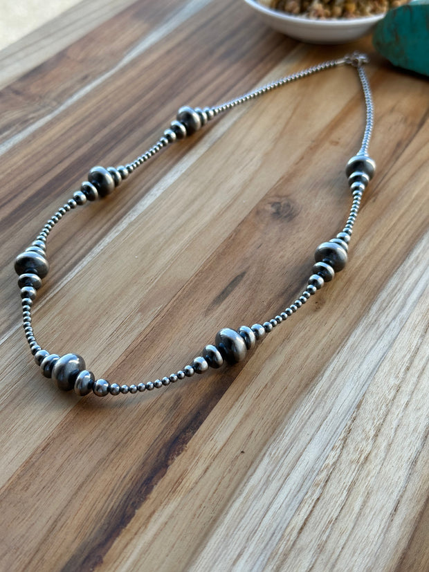 24" 3-9MM Rondelle Sterling Pearls