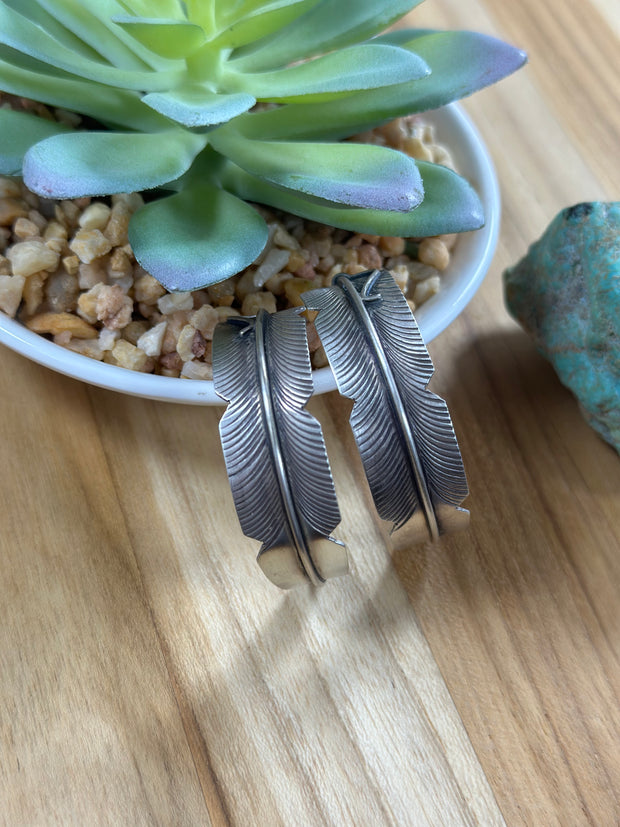 Feather Leaf Hoop Earrings Earrings
