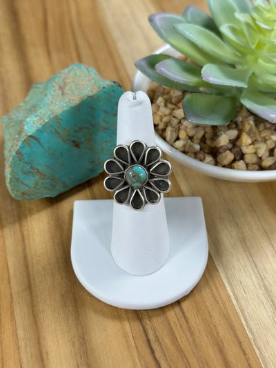 Sterling & Turquoise flower Cluster Ring