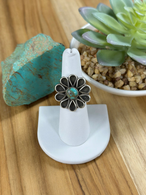 Sterling & Turquoise flower Cluster Ring