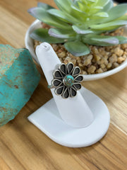 Sterling & Turquoise flower Cluster Ring