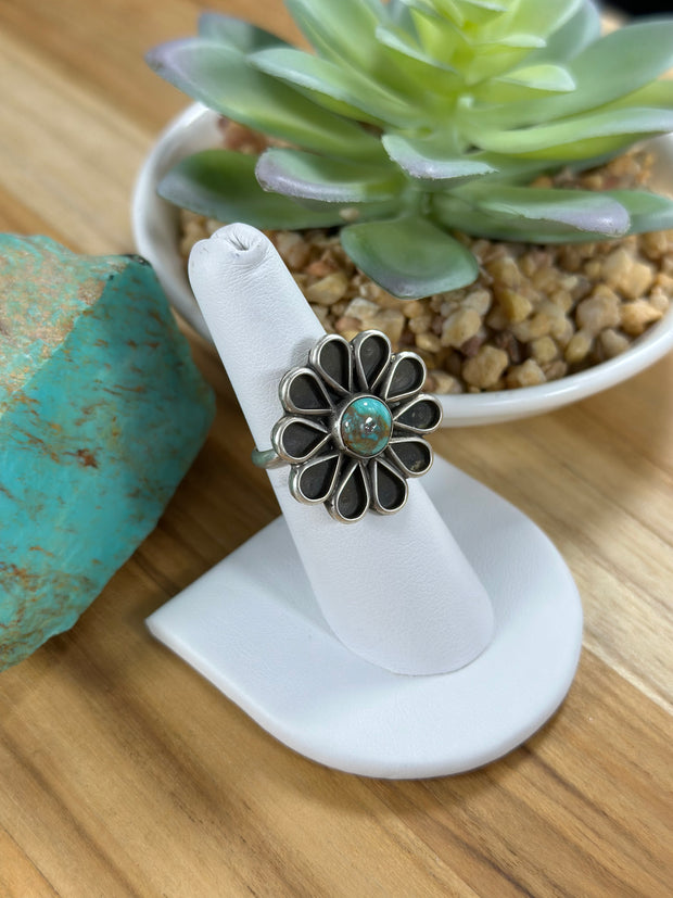 Sterling & Turquoise flower Cluster Ring
