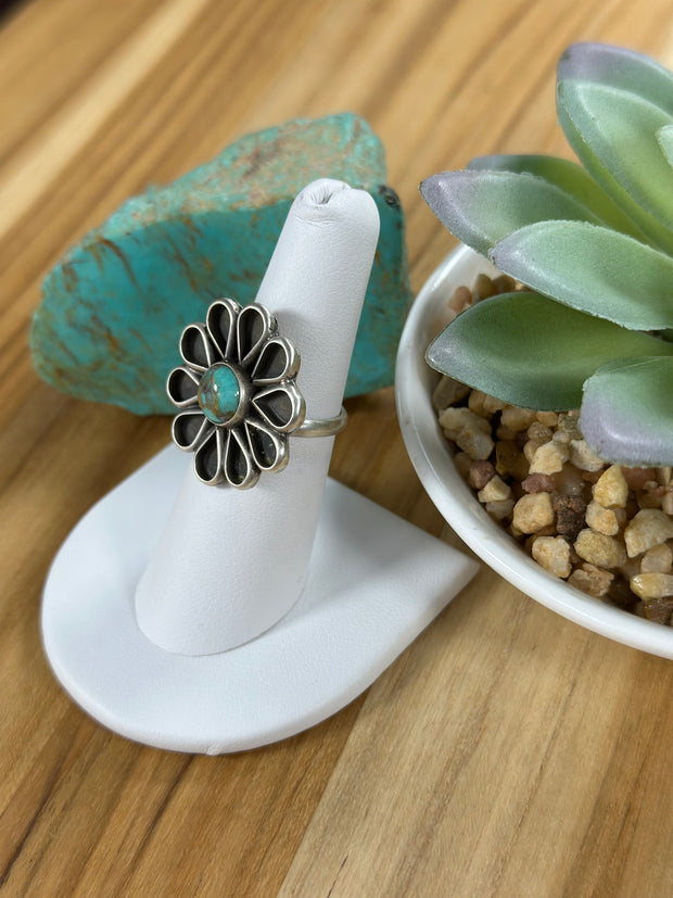 Sterling & Turquoise flower Cluster Ring