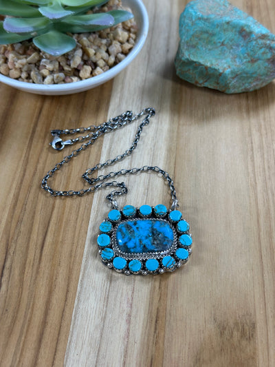 Kingman Turquoise Cluster Necklace