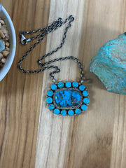 Kingman Turquoise Cluster Necklace