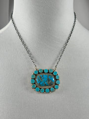 Kingman Turquoise Cluster Necklace