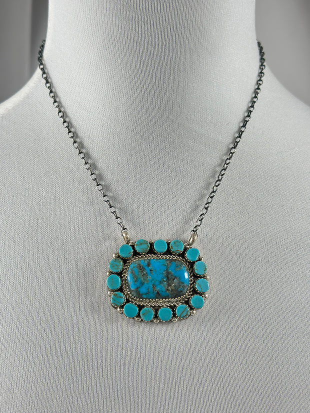 Kingman Turquoise Cluster Necklace