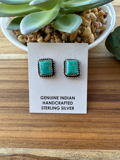 Kingman Turquoise Square Studs