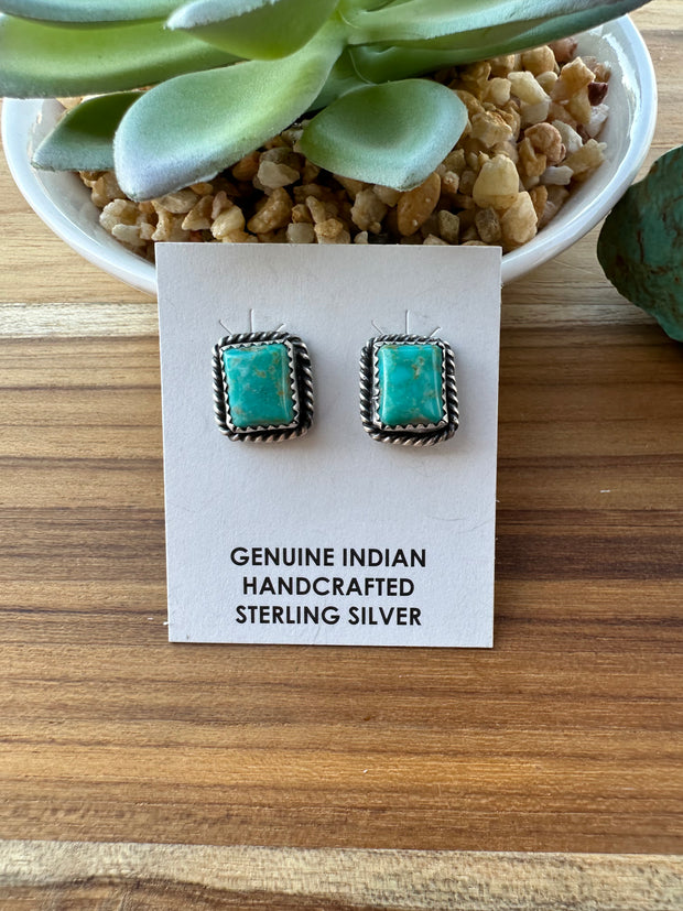 Kingman Turquoise Square Studs