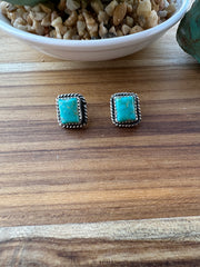 Kingman Turquoise Square Studs
