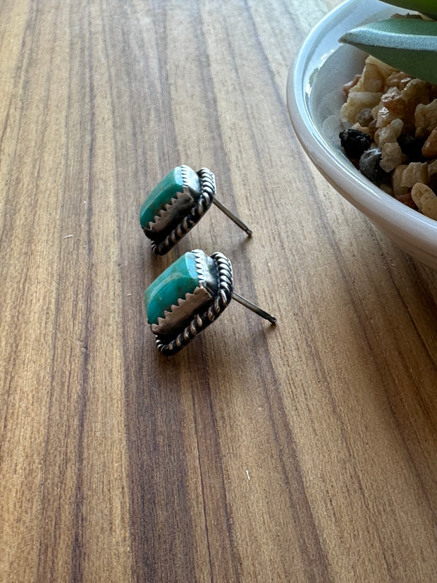 Kingman Turquoise Square Studs