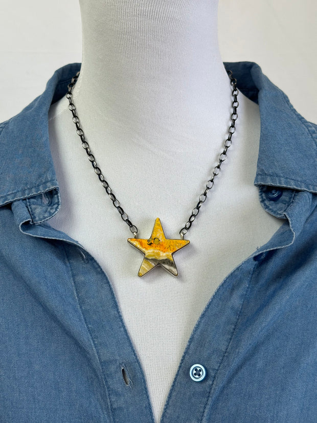 Bumblebee Jasper Star Necklace