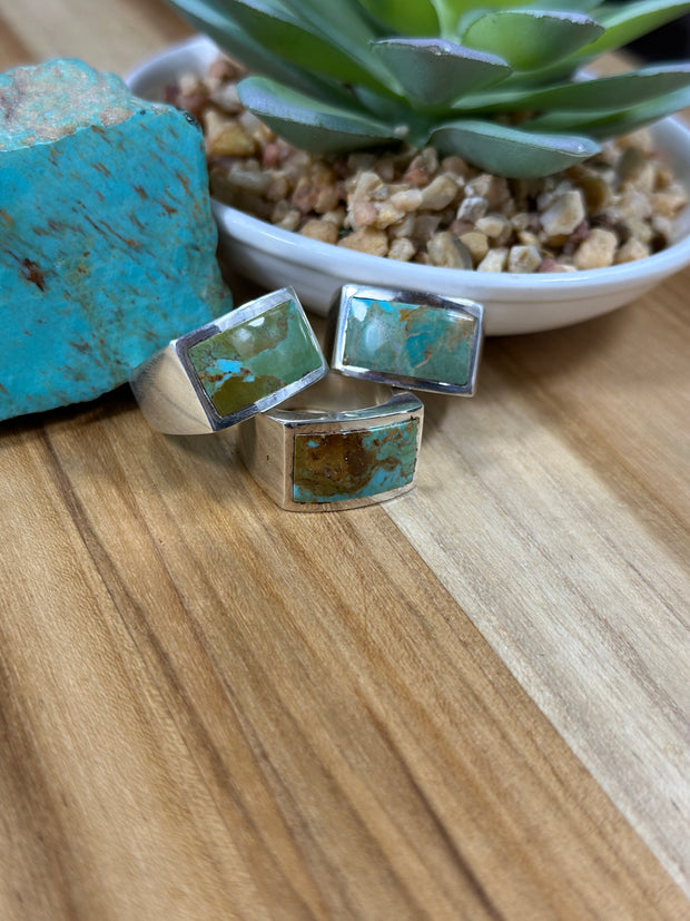 Signet Kingman Turquoise Inlay Rings