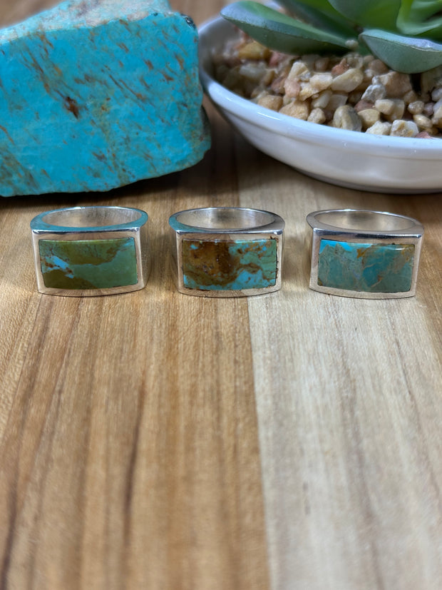 Signet Kingman Turquoise Inlay Rings
