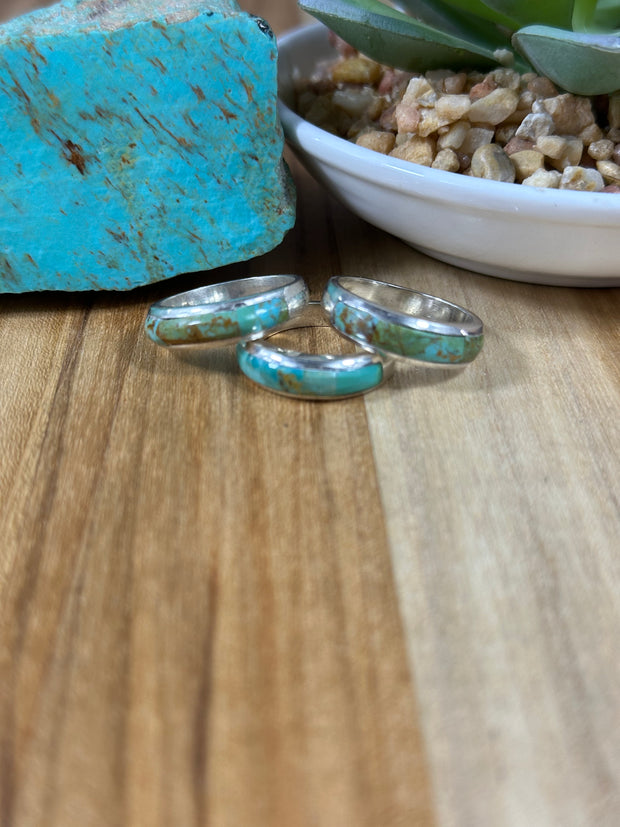Signet Kingman Turquoise Inlay Rings