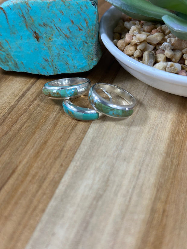 Signet Kingman Turquoise Inlay Rings