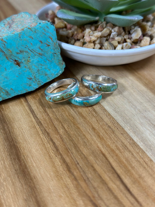Signet Kingman Turquoise Inlay Rings