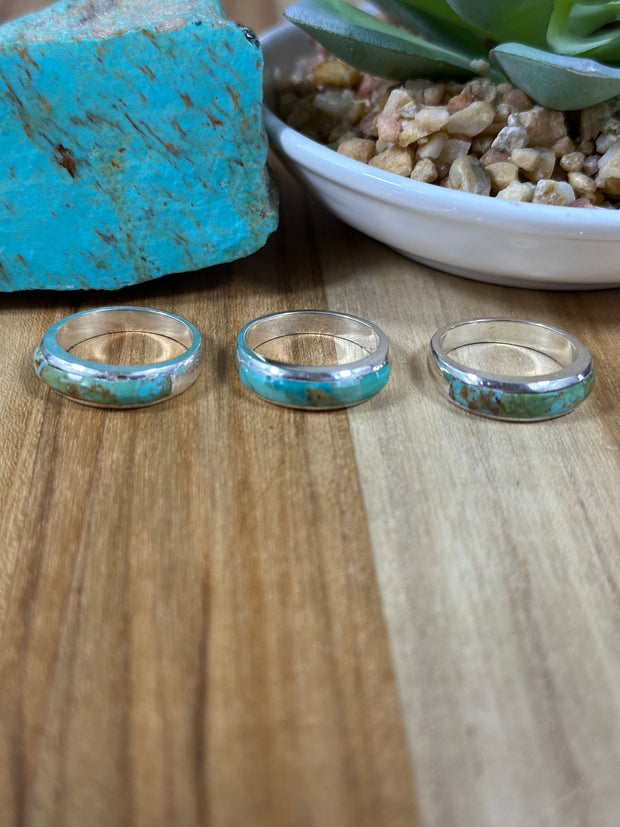 Signet Kingman Turquoise Inlay Rings