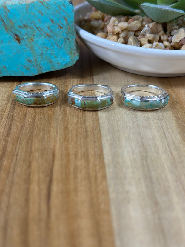Signet Kingman Turquoise Inlay Rings