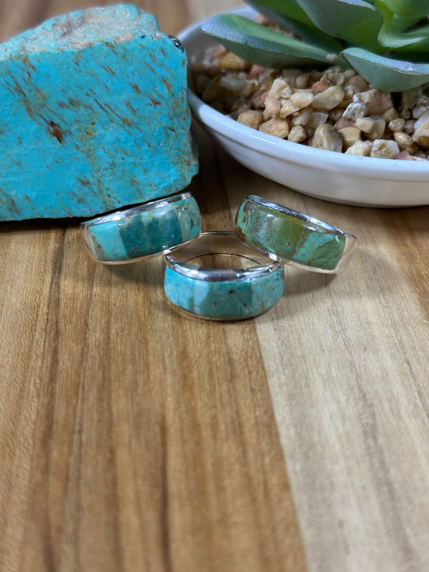 Signet Kingman Turquoise Inlay Rings