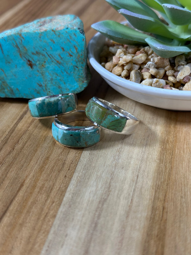 Signet Kingman Turquoise Inlay Rings