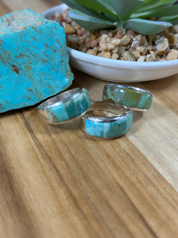 Signet Kingman Turquoise Inlay Rings