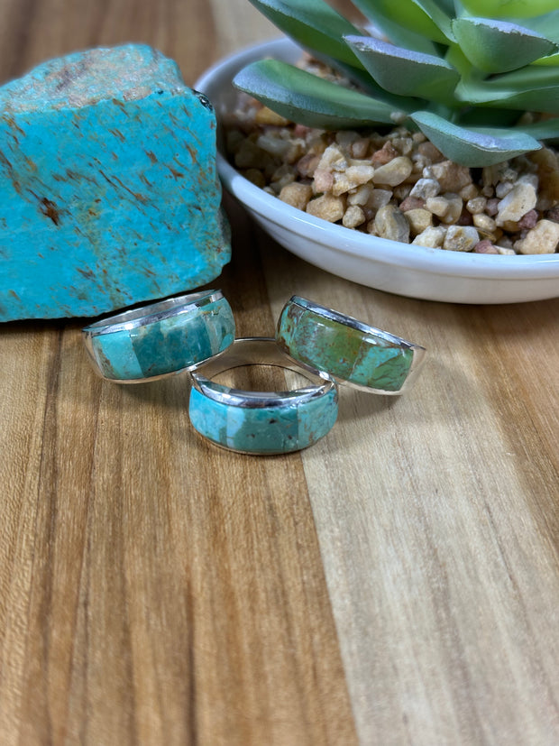 Signet Kingman Turquoise Inlay Rings