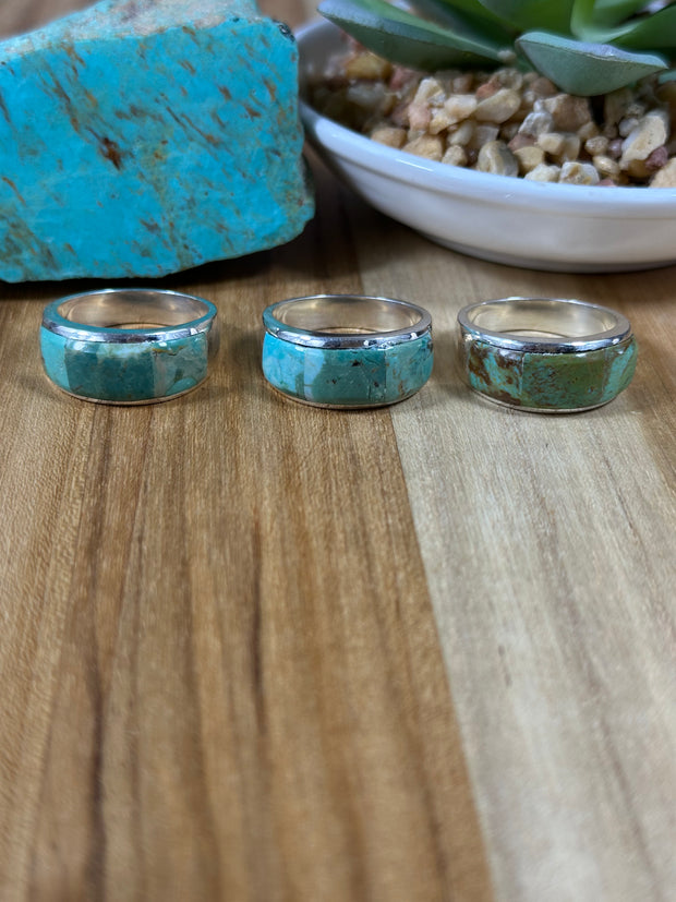Signet Kingman Turquoise Inlay Rings