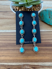 Kingman Turquoise 5 Stone Dangle Earrings