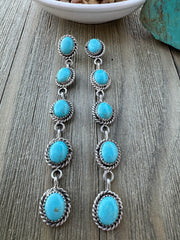Kingman Turquoise 5 Stone Dangle Earrings
