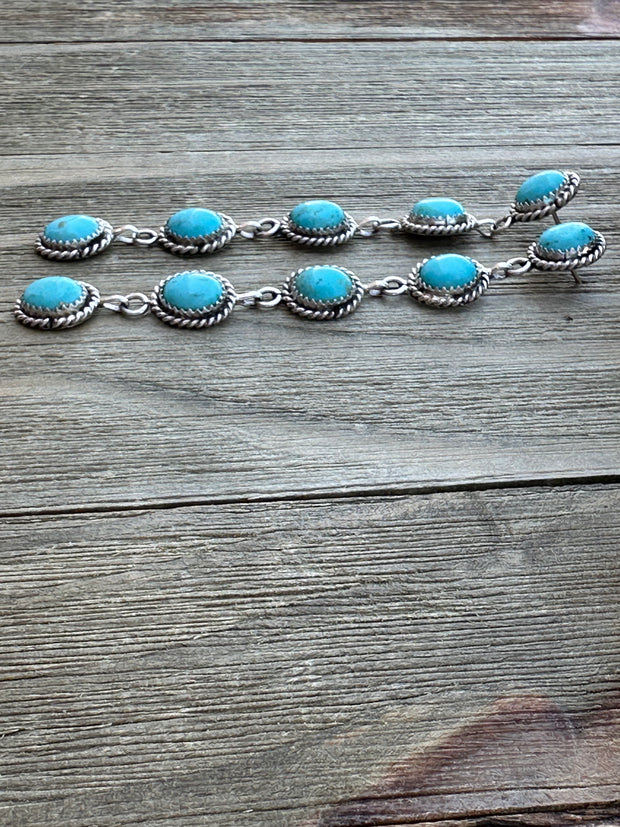 Kingman Turquoise 5 Stone Dangle Earrings