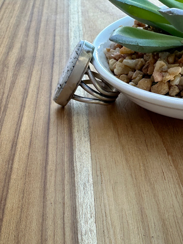 White Buffalo Oval Ring