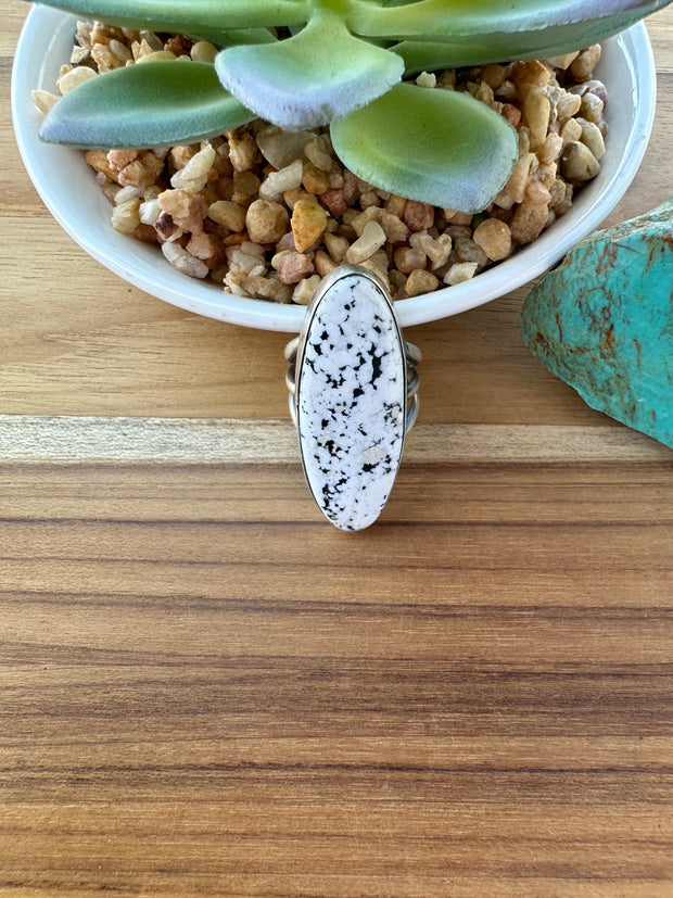 White Buffalo Oval Ring