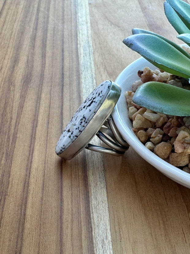White Buffalo Oval Ring