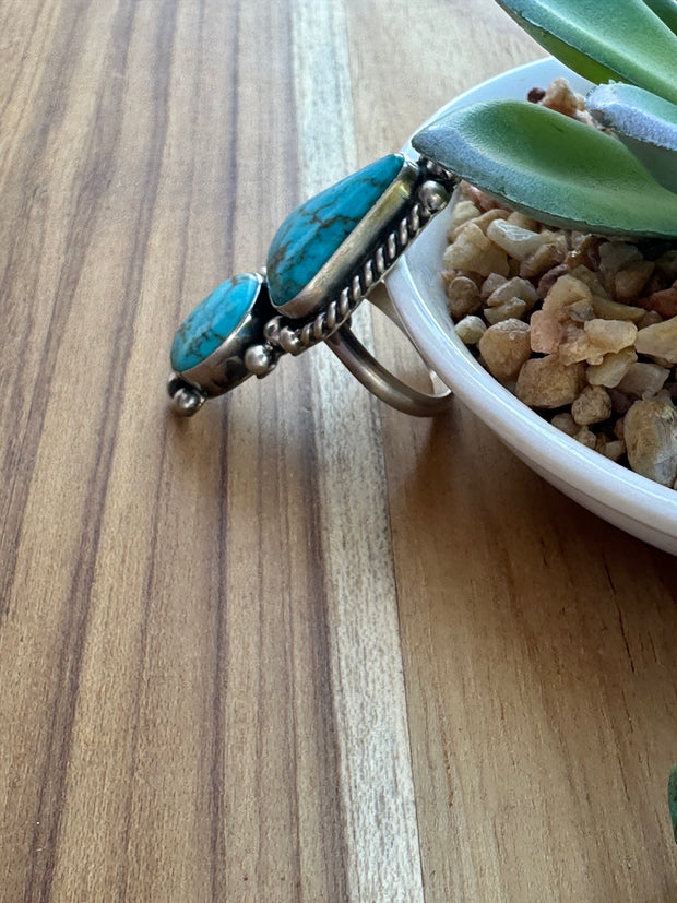 Turquoise 2 Stone Ring