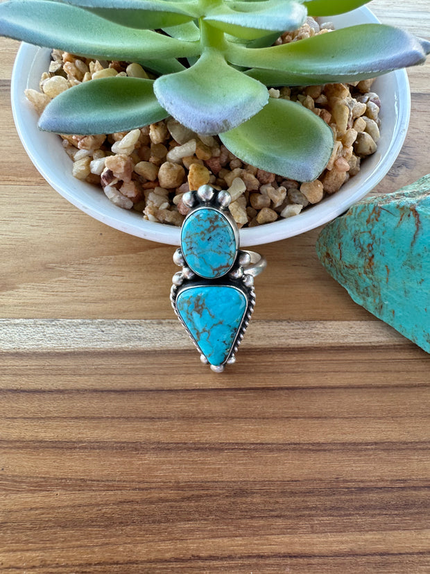 Turquoise 2 Stone Ring