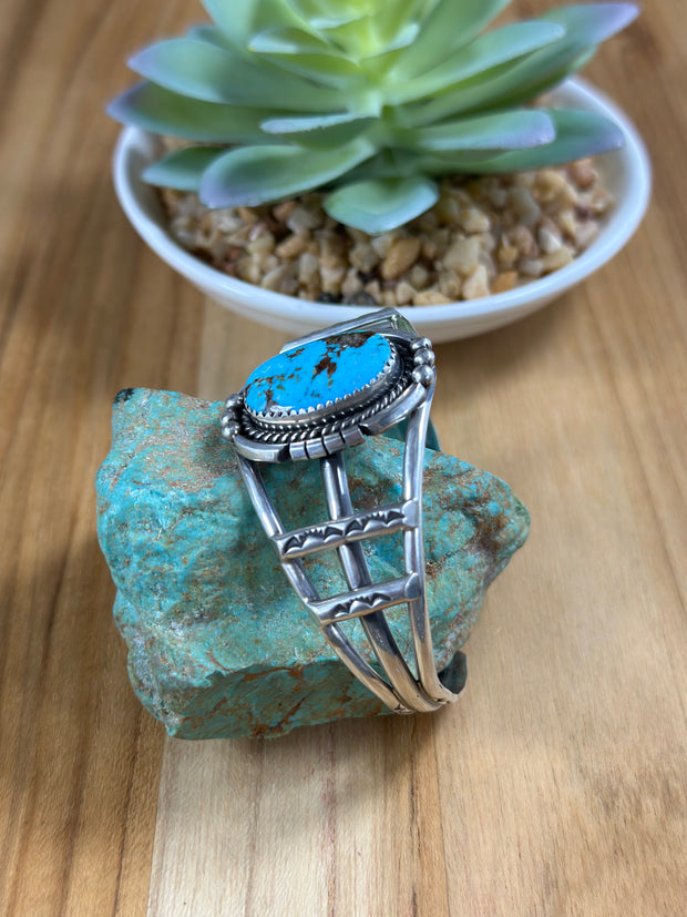 Kingman Turquoise Single Stone Cuff