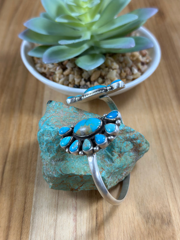 Kingman Turquoise Cluster Open Face Cuff