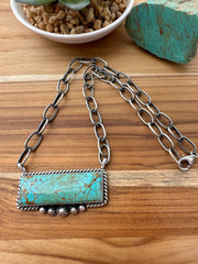 Unisex Kingman Turquoise XL Bar Necklace