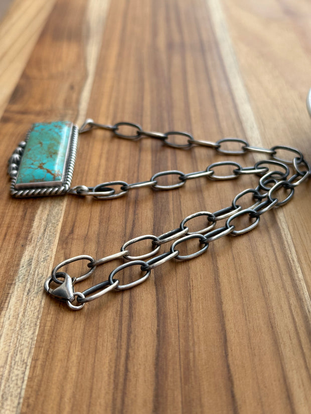 Unisex Kingman Turquoise XL Bar Necklace