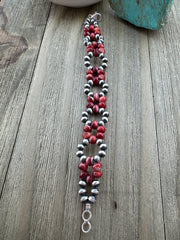 Red Spiny pearl Flower Bracelet
