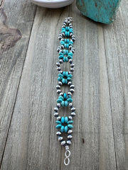 Turquoise pearl Flower Bracelet