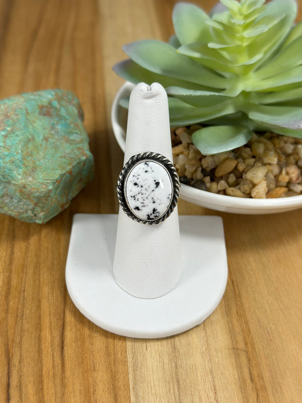 White Buffalo Oval Ring